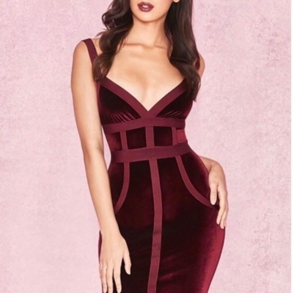 House of CB Velvet Red Bandage Dress